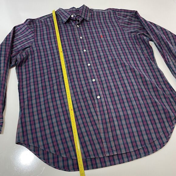 VTG Polo Ralph Lauren Men’s Button Shirt Blue Check Lowell Sport Cotton 17-35 Lg - Picture 3 of 7